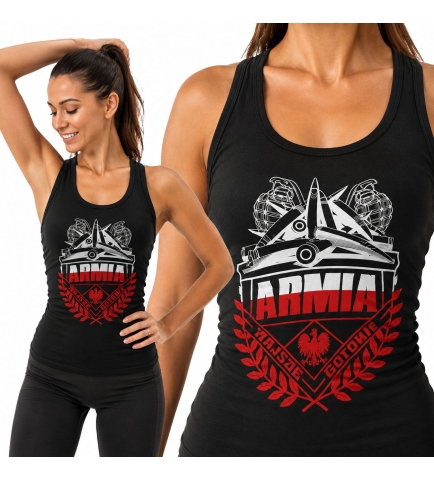 Damski tank-top- ARMIA (BIAŁO-CZERWONY)